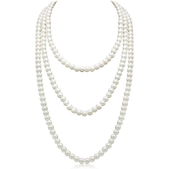 Layered Pearl Necklace, Cream White - Picture 6 of 6